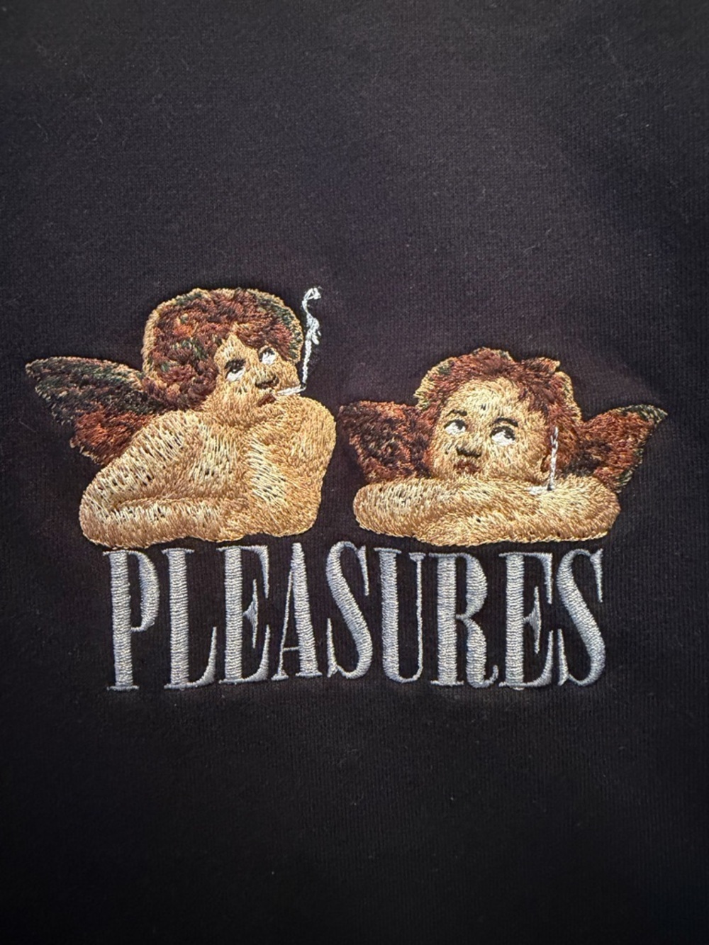 PLEASURES Black Tee with Red Logo Tag NWOT Medium - Picture 5 of 8